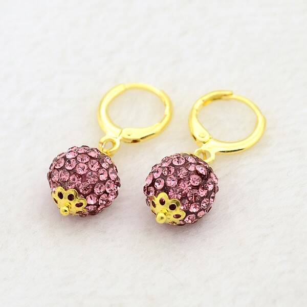 Dangling Round Ball Resin Rhinestone Earrings