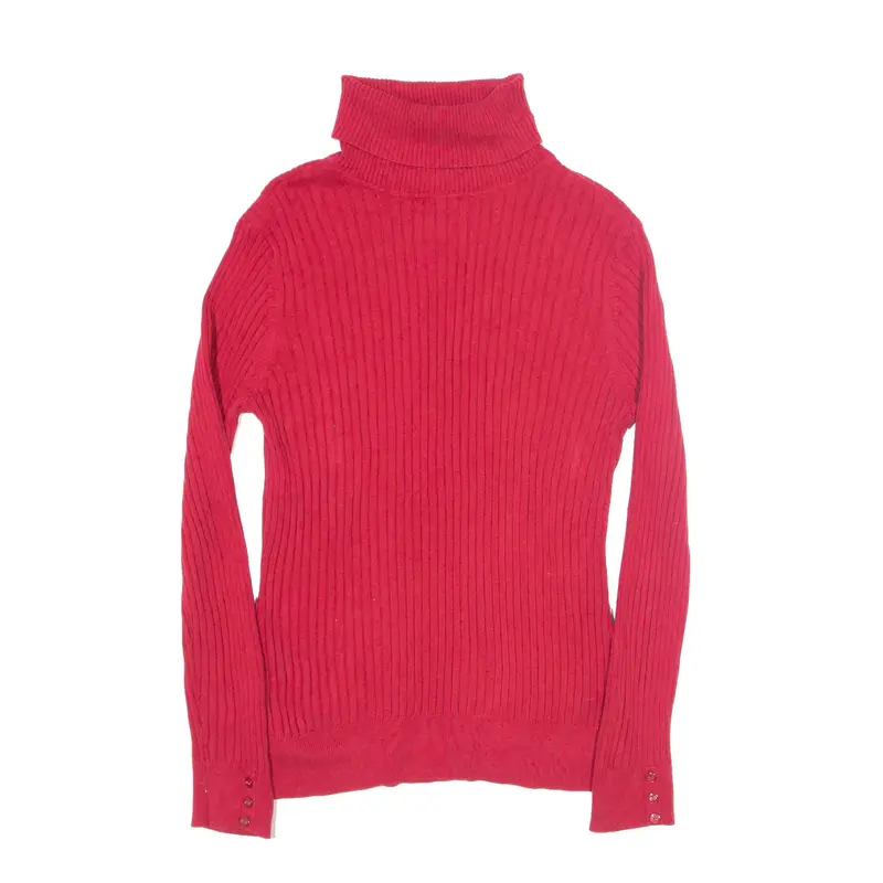 CROFT&BARROW Super Stretch Jumper Red Tight Knit Roll Neck Womens L
