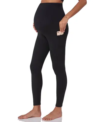 POSHDIVAH Women's Maternity Fleece Lined Leggings Over The Belly Pregnancy Winter Warm Yoga Workout Active Pants with Pockets...