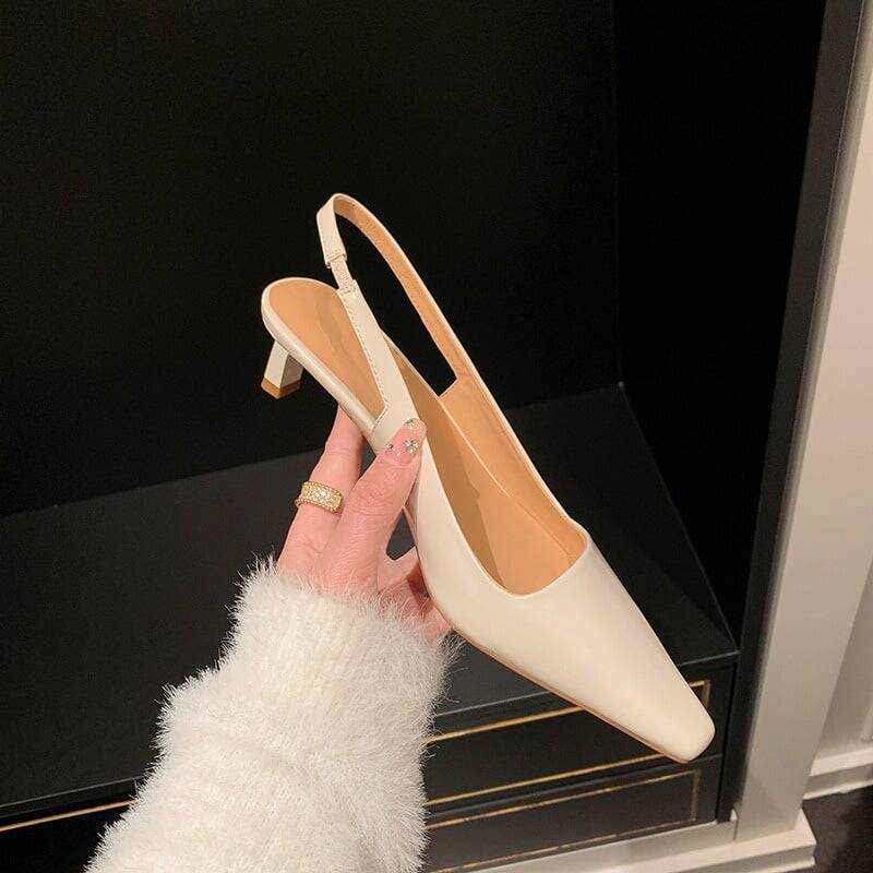 CHIKO Chaya Square Toe Kitten Heels Slingback Shoes
