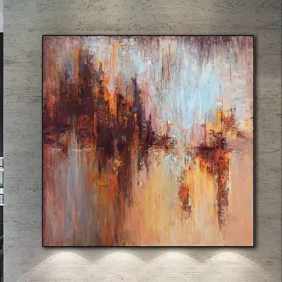 Large Abstract Paintings On Canvas Orange Oversized Painting Red Canvas Art Living Room Wall Art Abstract Cityscape Cityscape...