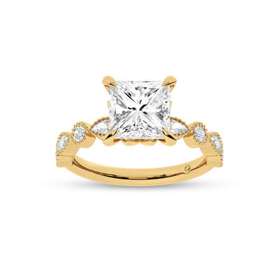 Zenith Princess Cut Lab Grown Diamond Engagement Ring | 18K Yellow Gold 4 3/4 CT. TW.