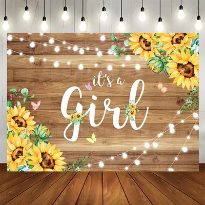 Aperturee Sunflower It s A Girl Baby Shower Photoshoot backdrop