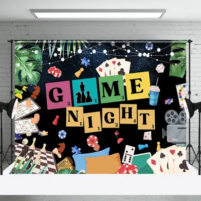 Card Games Green Monstera Lights Dance Backdrop - Aperturee