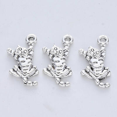 Tibetan Style Alloy Kitten Pendants