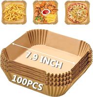 100 Pcs Parchment Paper for Air Fryer, Non-Stick Liners Square Free of Bleach, Microwave Safe