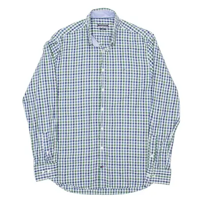 TOMMY HILFIGER Mens Shirt Green Gingham Long Sleeve XL
