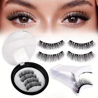 Magnetic Eyelash Curler with Clip, 1 Pair Natural Look Thick Eyelash, Self Grafting Curl Eyelashes, Eye Makeup Product for Wo...