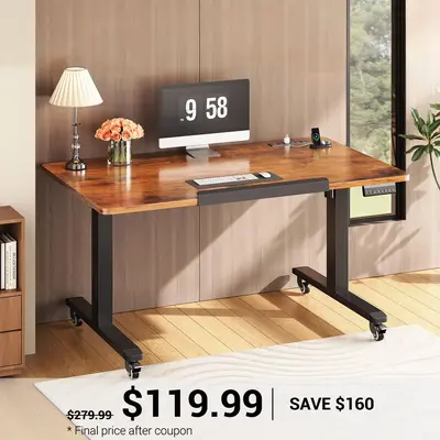 SEDETA 31.5 Inch Foldable Electric Standing Desk 180° Tiltable Mobile Rising Computer Desk Height Adjustable with Wheels for...