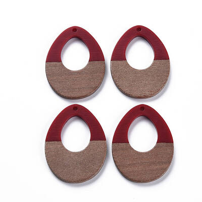 Opaque Resin & Walnut Wood Pendants