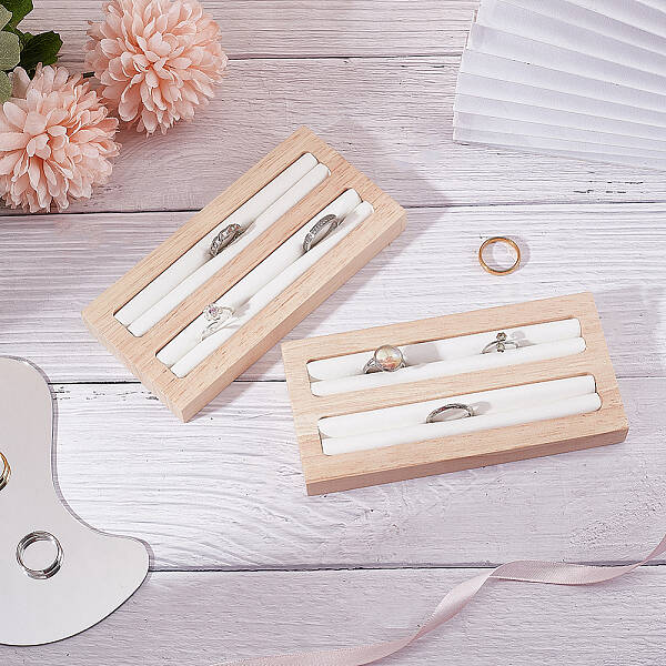 2-Slot Wooden Ring Display Stands
