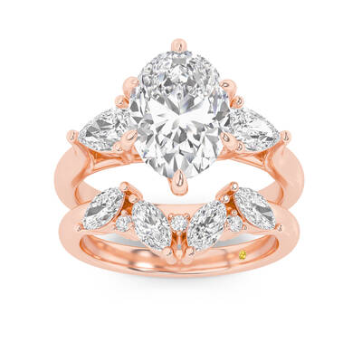 Lumina Lab Grown Oval Shaped Diamond Engagement Ring with the Annabella Wedding Band | 10K Rose Gold 3 3/8 ct. tw.