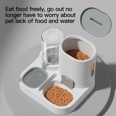 Pet automatic feeder cat bowl water and food integrated drinking water and food plastic two-in-one cat drinking fountain, pet...
