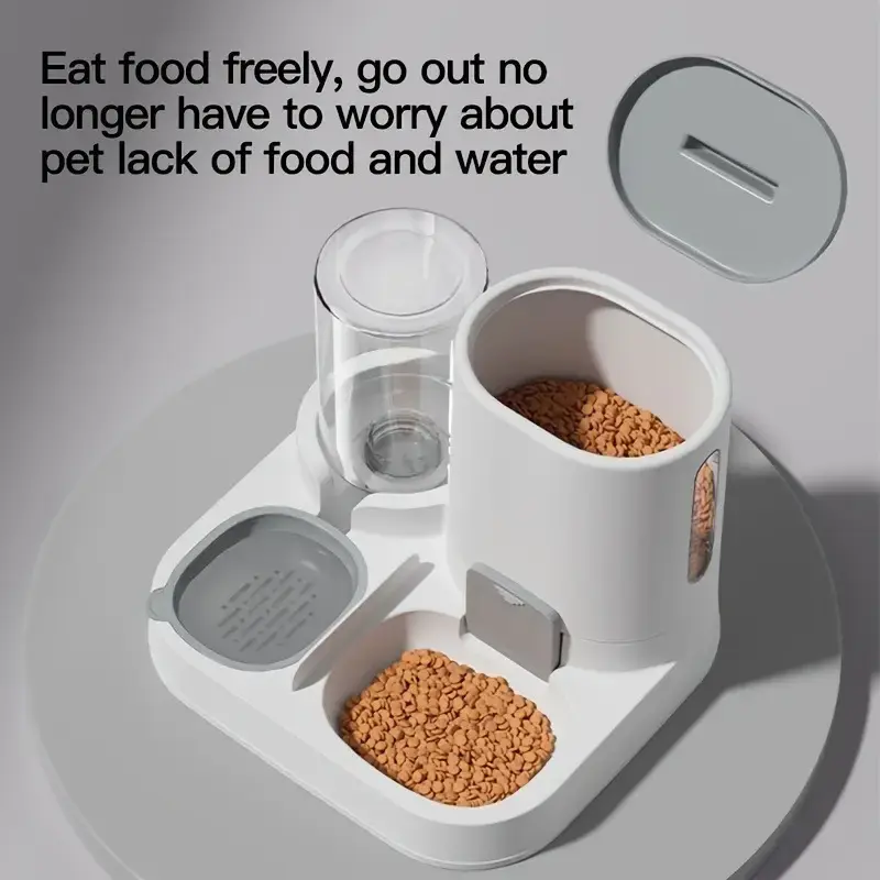Pet automatic feeder cat bowl water and food integrated drinking water and food plastic two-in-one cat drinking fountain, pet...