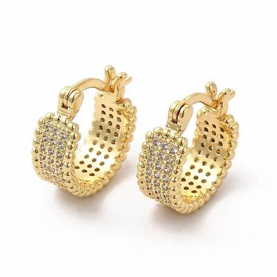 Clear Cubic Zirconia Thick Hoop Earrings