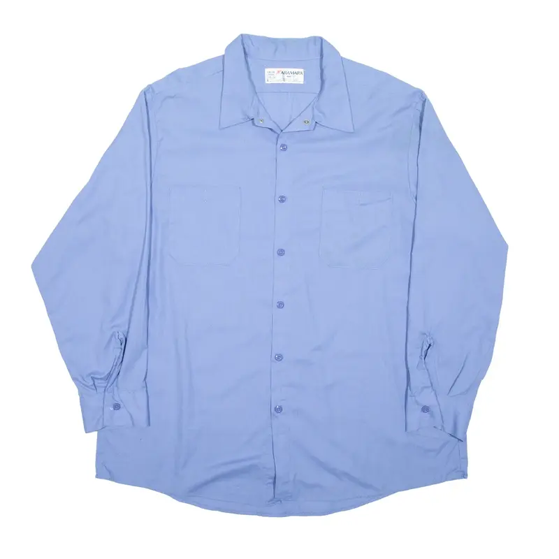 ARAMARK Worker Shirt Blue Long Sleeve Mens XL