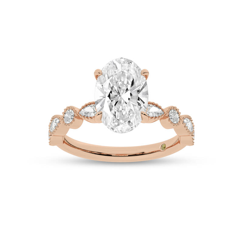 Zenith Oval Lab Grown Diamond Engagement Ring | 14K Rose Gold 3 1/6 CT. TW.