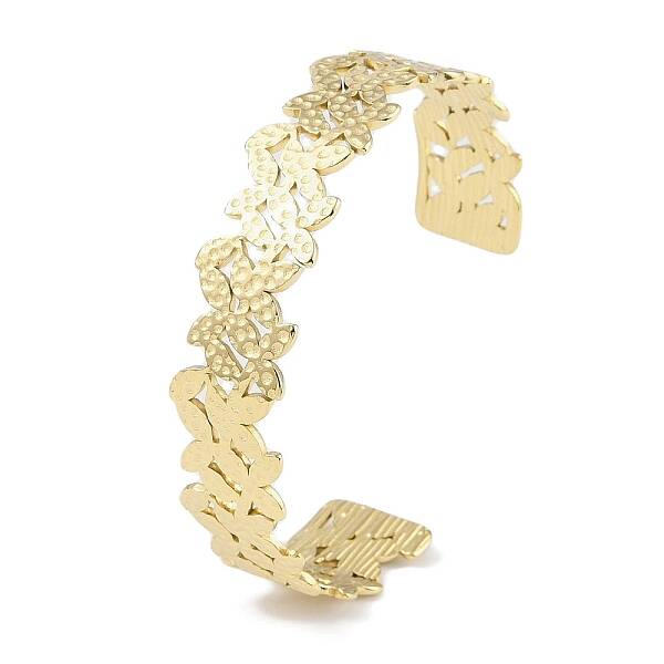 304 Stainless Steel Flower Open Cuff Bangles for Women
