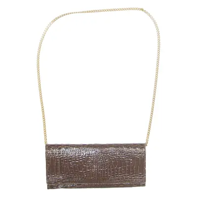 Crocodile Womens Clutch Bag Brown Leather Animal Print