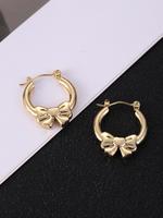 Bow Design Hoop Earrings for Gift, Cute Casual Titanium Steel Ear Piercing Clean Girl Jewelry for Women, Daily Use Accessorie...