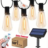Solar String Lights for Outside, 50ft, Solar Powered Outdoor String Lights, Dimmable Patio Lights with Remote Timer, 3 Lighti...