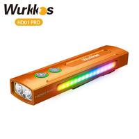 Wurkkos HD01 PRO Rechargeable Flat EDC Flashlight with Green Beam UV Light White LED and Side RGB Lights 1200 LM for Emergenc...