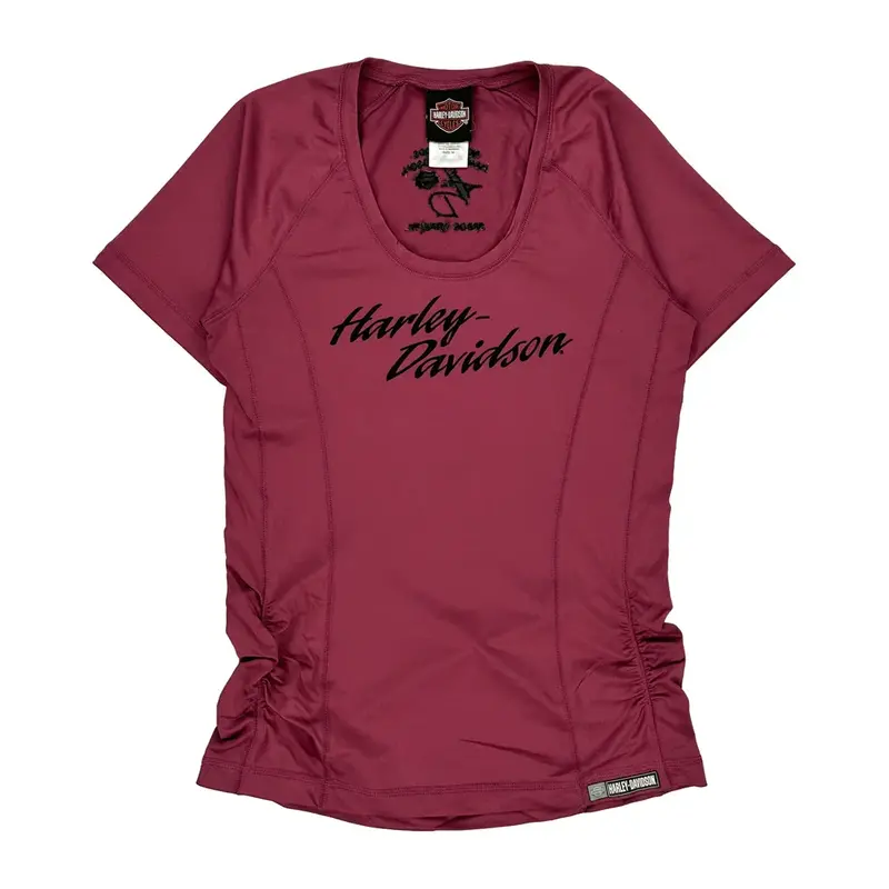 Harley Davidson Graphic T-Shirt - Medium Pink Polyester Blend