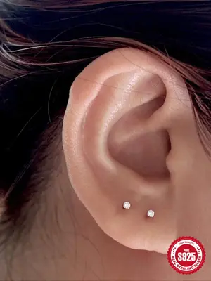 S925 Sterling Silver Earrings for Women, Elegant Artificial Zircon Decorated Stud Earrings for Party, Daily Decor, Trendy All...