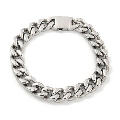 Non-Tarnish 201 Stainless Steel Cuban Link Chain Bracelets for Women and Men