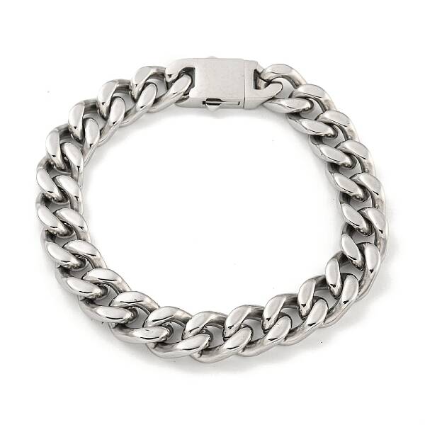 Non-Tarnish 201 Stainless Steel Cuban Link Chain Bracelets for Women and Men
