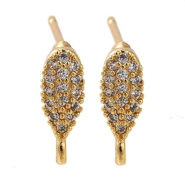 Brass Clear Cubic Zirconia Stud Earrings Finding for Women