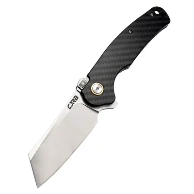 CJRB Crag Recoil-lock Tactical Tool Knife,Cleaver Pocket Folding Knife with Stonewash AR-RPM9 Steel Blade and Carbon Fiber Ha...