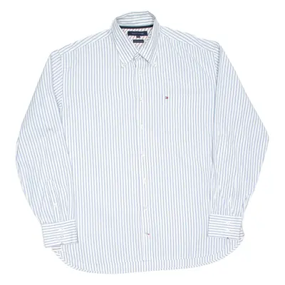 TOMMY HILFIGER Mens Shirt Blue Striped Long Sleeve XL