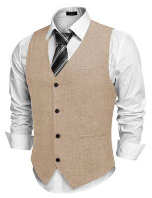 Waistcoat Business Vests (US Only), Beige / M