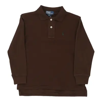 Age 4 Ralph Lauren Long Sleeve Polo Shirt - XS Brown Cotton