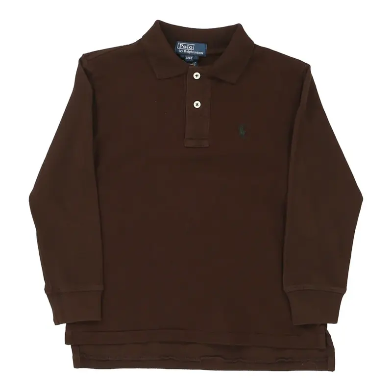 Age 4 Ralph Lauren Long Sleeve Polo Shirt - XS Brown Cotton