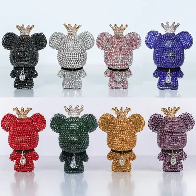 Bling Cute Bear Car Air Freshener Decoration , Luxury Handmade Gift, Crystal Rhinestone Sparkle Aesthetic Car Decor Interior ...