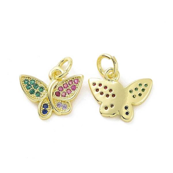 Brass Micro Pave Colorful Cubic Zirconia Charms