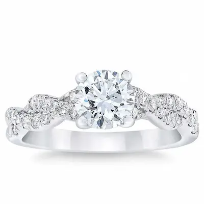 Sterling Silver Moissanite Personalized Engraving & Engagement Ring