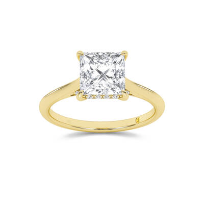 Twinkle Hidden Halo Princess Cut Lab Grown Diamond Engagement Ring | 14K Yellow Gold 3 3/4 CT. TW.
