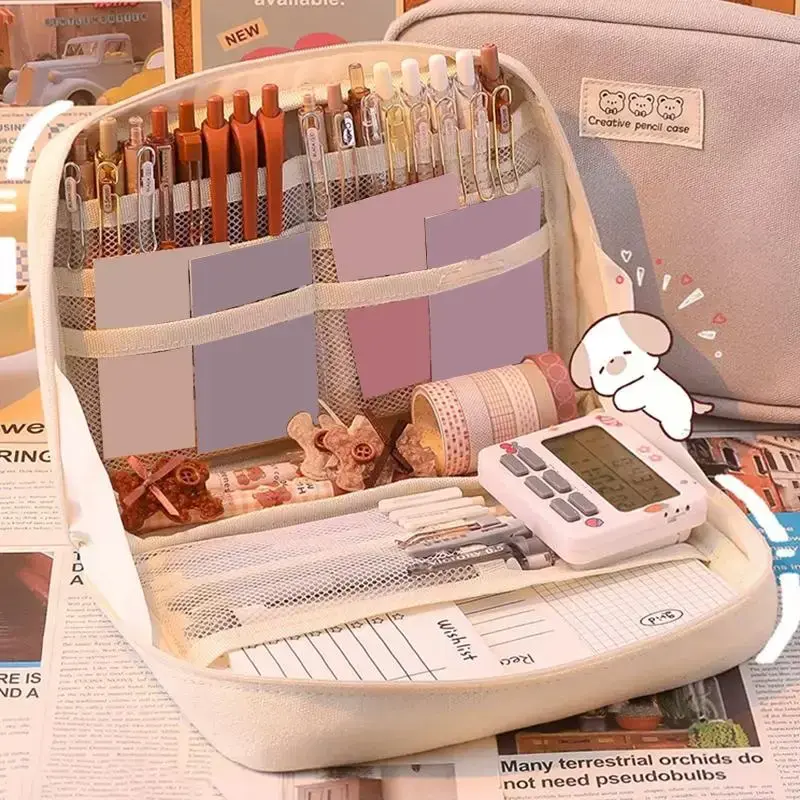 Office Pencil Case, 1 Count Portable Large Capacity Pencil Bag, Students Stationery Bag, Desk Accessories, Pencil Storage Org...