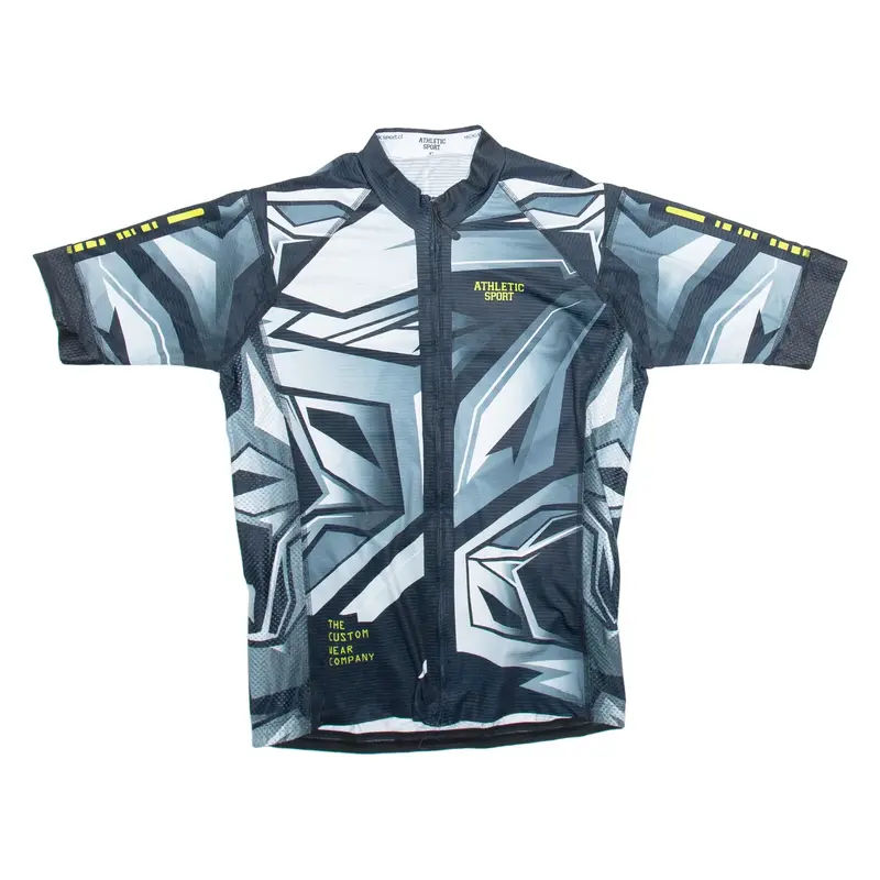 ATHLETIC SPORT Full Zip Cycling Mens Jersey Black XL