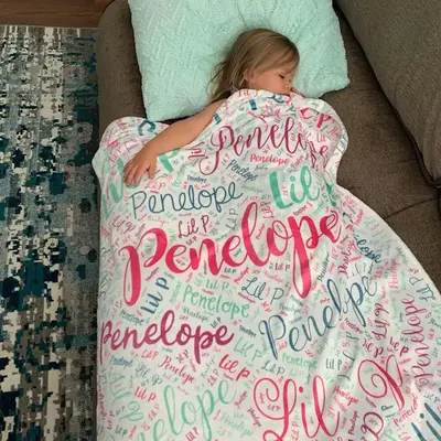 Multiple Colorful Personalized Name Blanket For Kids Family Gift - Aperturee