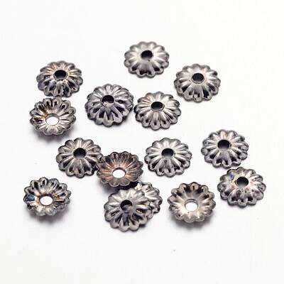 Black Iron Flower Bead Caps