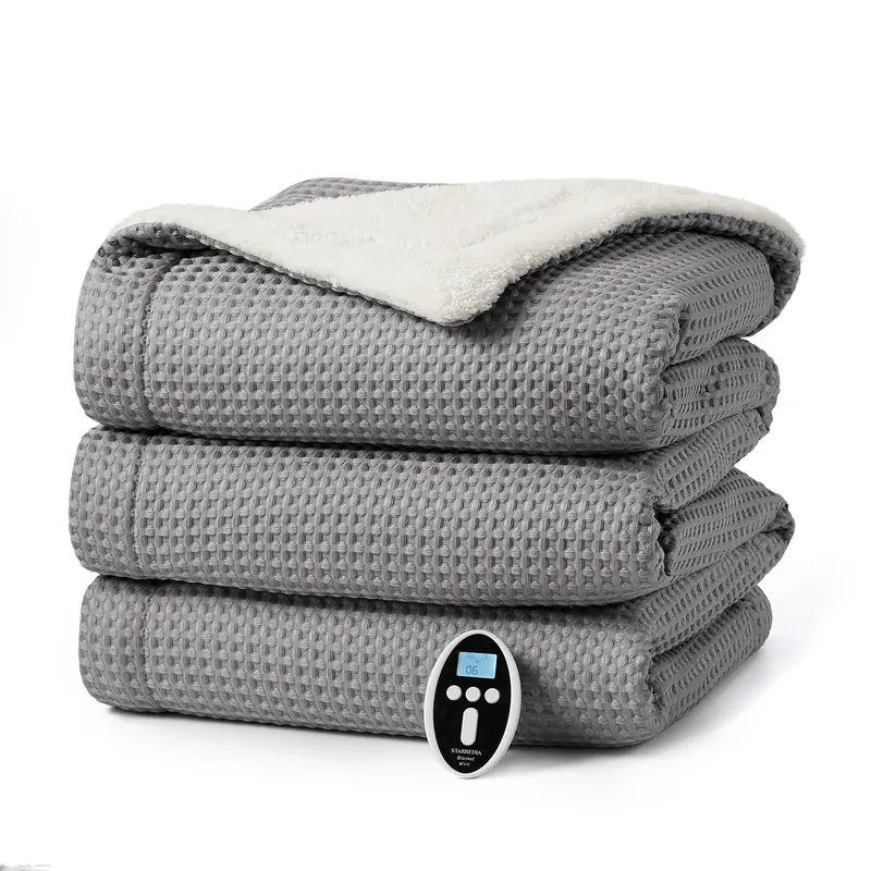 Garvee Heated Blanket Throw King, Waffle Electric Blanket with Wireless LCD Controller, Machine Washable, Fast Heating, 6 Hea...