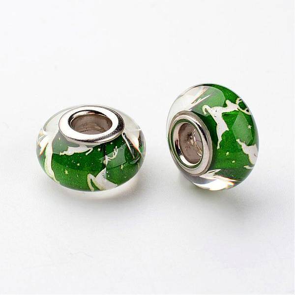 Large Hole Rondelle Resin European Beads