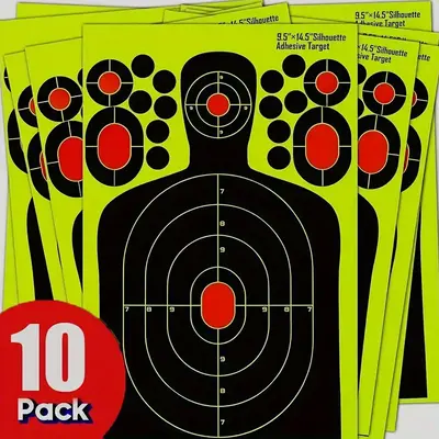 Reactive Splatter Human Silhouette Targets, 10pcs High Visibility Fluorescent Shooting Paper for Indoor & Outdoor Range Train...