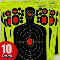 Reactive Splatter Human Silhouette Targets, 10pcs High Visibility Fluorescent Shooting Paper for Indoor & Outdoor Range Train...