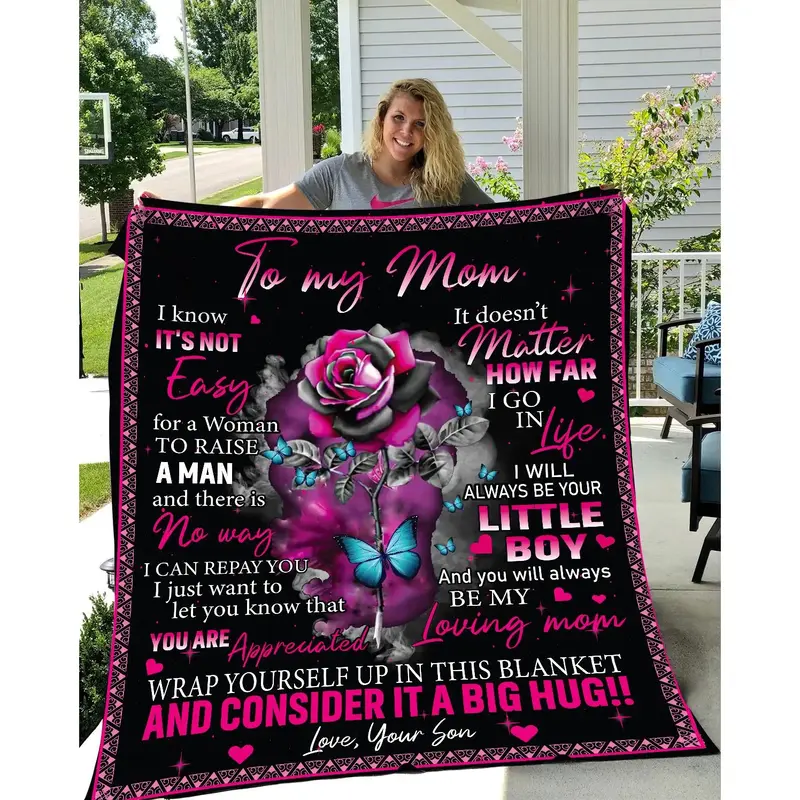 Mom - You Are Appreciated Blanket Gift From Son For Mother's Day, Cool Mom Gifts, Thoughtful Message, Christmas, Birthday, So...