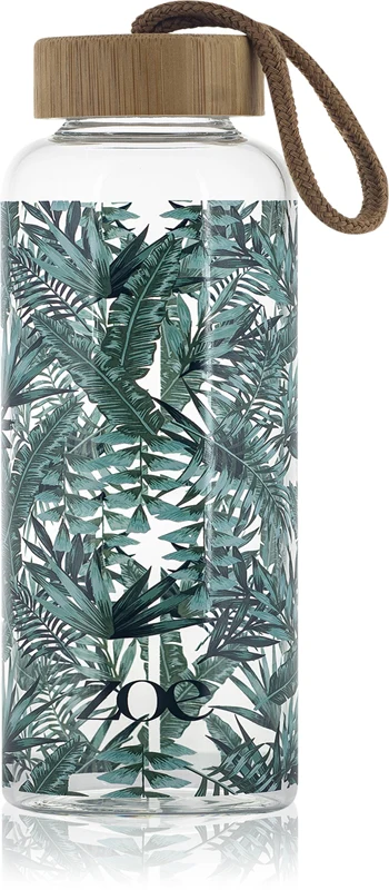 ZOE Bamboo Glass water bottle in tropic green color 550 ml